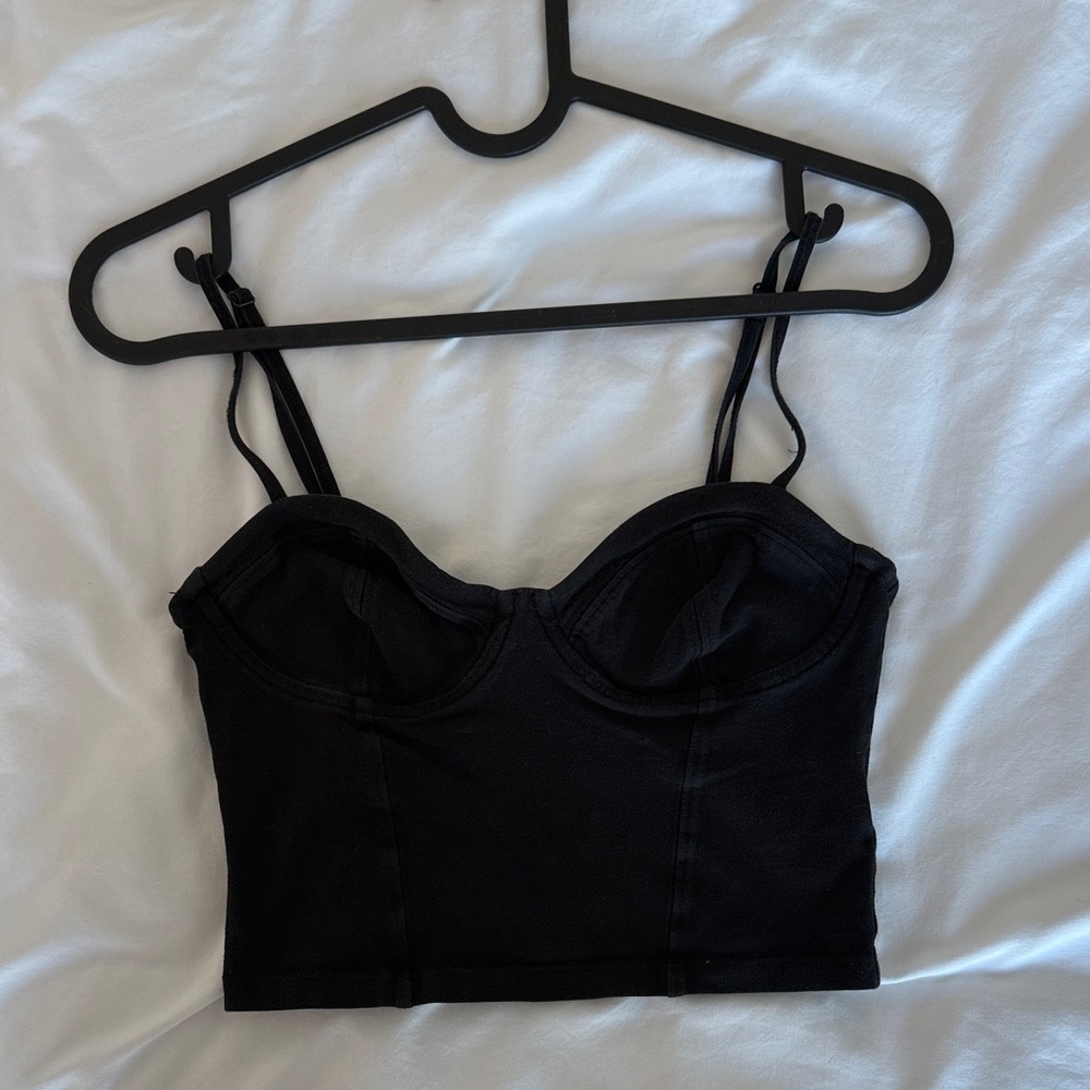 Aritzia Black Cropped Bustier Tank Top